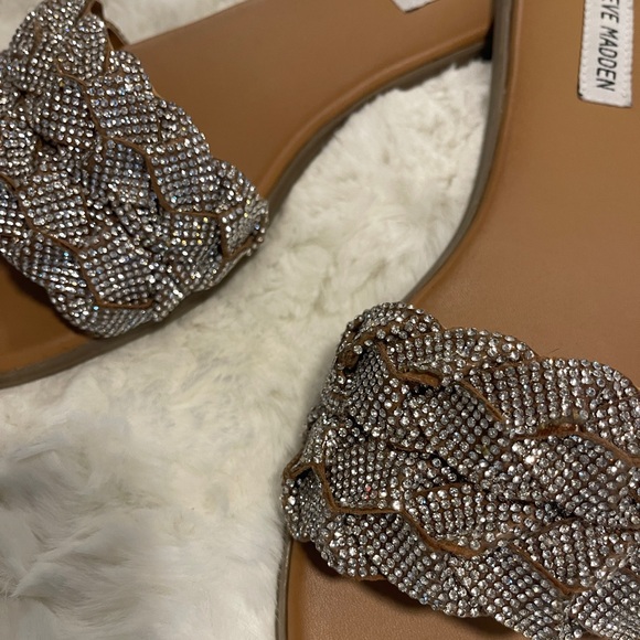 Steve Madden Women's Phayra Rhinestone Braided Slides Size 10 - Picture 6 of 12